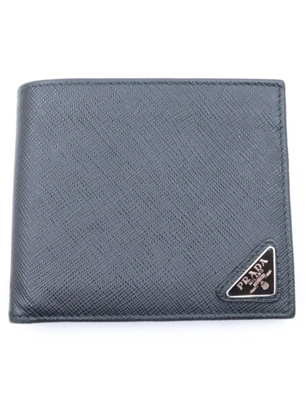 Prada Saffiano Bifold Wallet Compact Card Case Black